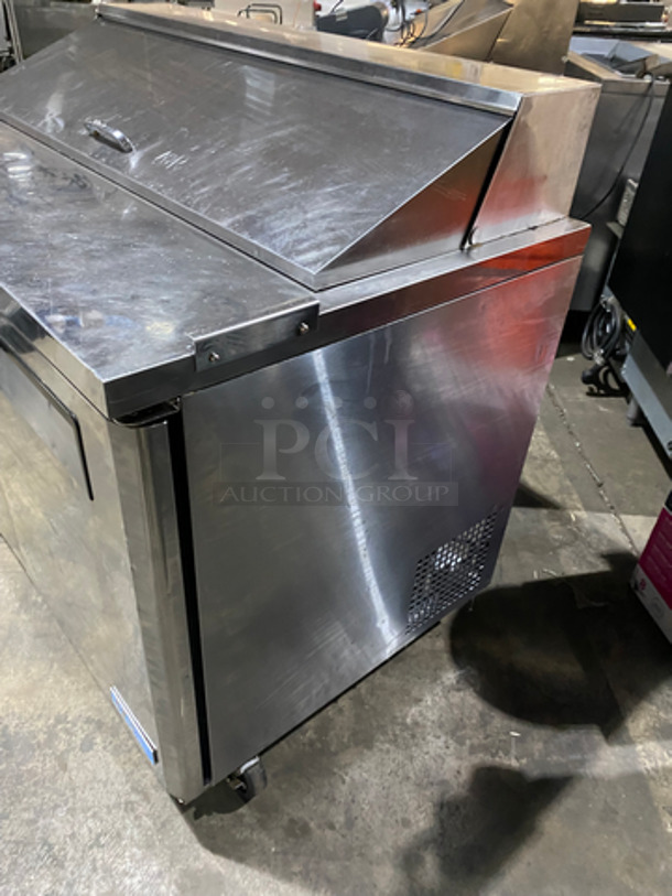 COOL! Turbo Air Commercial Refrigerated Sandwich Prep Table! With 2 Door Storage Space Underneath! With Poly Coated Racks! All Stainless Steel! On Casters! Model: MST48 115V 60HZ - Image 2 of 10