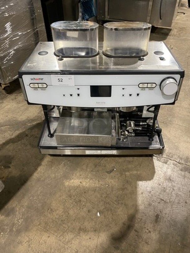 WOW! LATE MODEL! Dunkin Donuts Edition! Schaerer Commercial Countertop 2 Group Espresso Machine! With Steam Lines! Stainless Steel! On Small Legs!