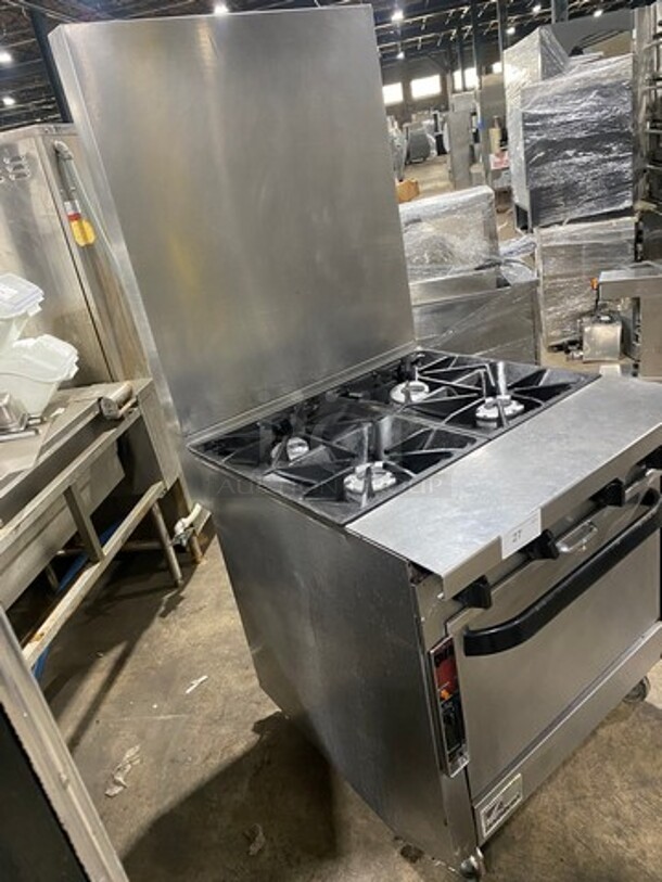Southbend Commercial Natural Gas Powered 4 Burner Stove! With Raised Back Splash! With Oven Underneath! All Stainless Steel! On Casters! - Image 5 of 12