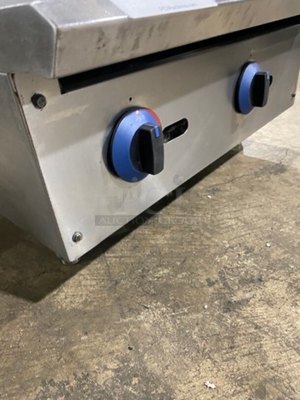 APW Commercial Countertop Natural Gas Powered Flat Top Griddle! With Back And Side Splashes! All Stainless Steel! On Small Legs! - Image 6 of 7