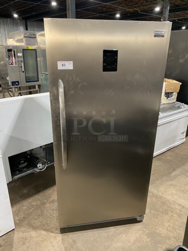 Frigidaire Single Door Reach In Refrigerator! With Poly Shelves! Stainless Steel Body! WORKING WHEN REMOVED! Model: FGVU21F8QFB SN: WB60655805 115V