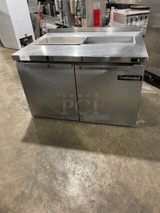 Continental Commercial Refrigerated Sandwich Prep Table! With 2 Door Underneath Storage Space! All Stainless Steel! Model: SW4812 SN: 15742637 115V 60HZ 1 Phase