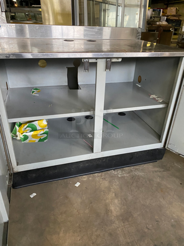 WOW! Duke Prep/ Worktop Table! With Backsplash! With 2 Door Storage Space Underneath! Stainless Steel With Wooden Pattern Body! - Image 5 of 6