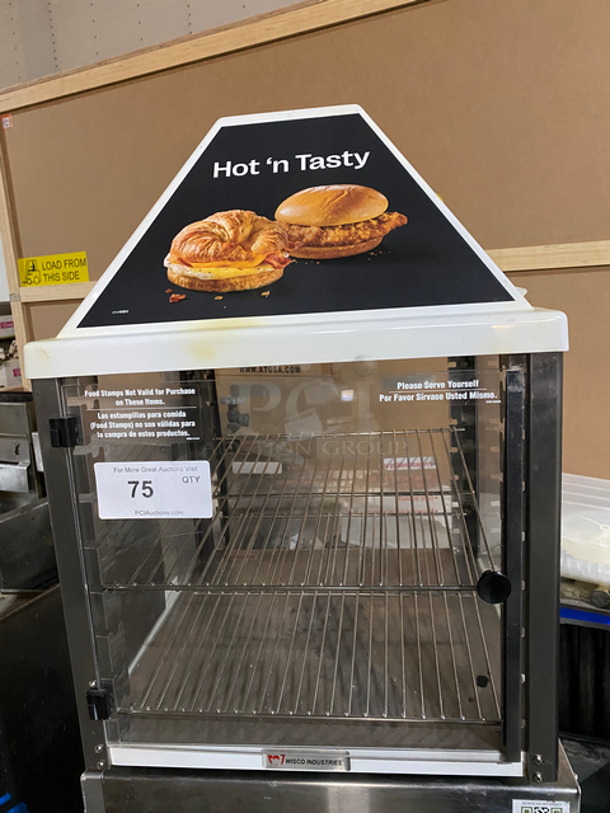Wisco Commercial Countertop Food Warming Display Case! With Metal Racks! Glass All Around Showcase Style! Model: 69016 SN: 15757 120V 60HZ 1 Phase