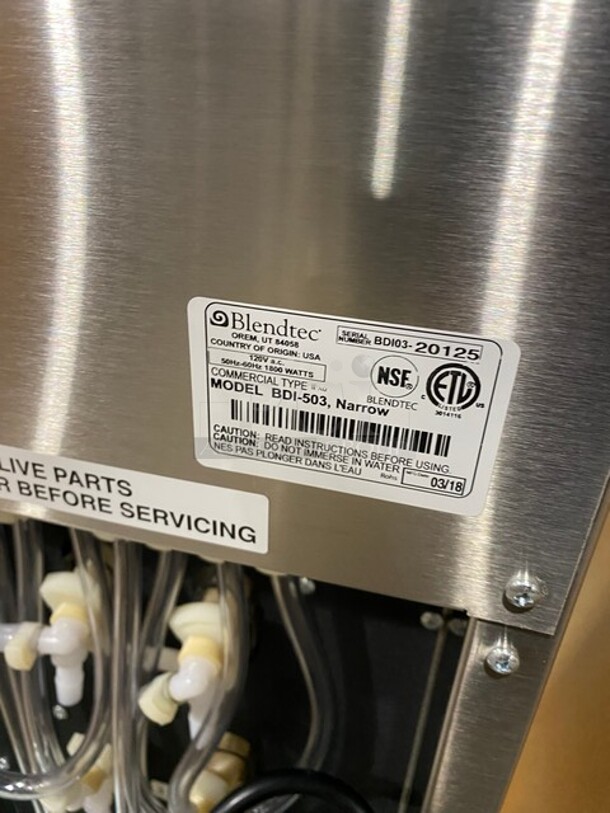NEW IN BOX! Blend Tec Stainless Steel Countertop Commercial Blender! MODEL BDI503NARROW SN:BD10320125 120V - Image 7 of 12