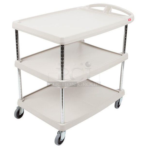 BRAND NEW IN BOX! Metro myCart MY2030-34G Gray Utility Cart with Three Shelves and Chrome Posts - 24" x 34". Stock Picture Used as Gallery. - Image 1 of 4