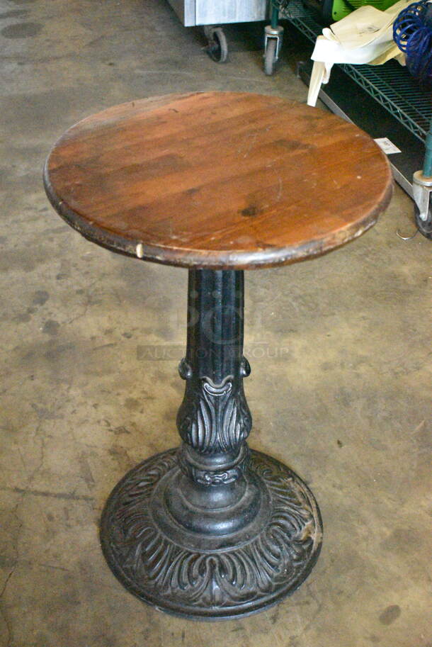 2 Round Tables on Ornate Black Metal Table Base. 24x24x30, 18x18x29. 2 Times Your Bid!  - Image 1 of 7