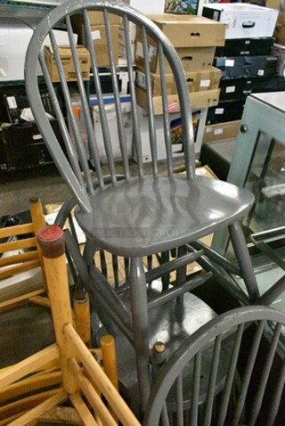 5 Gray Wood Pattern Dining Height Chair. 5 Times Your Bid! 