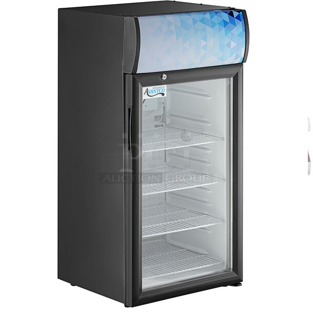BRAND NEW SCRATCH AND DENT! Avantco 360SC80 Metal Countertop Single Door Mini Merchandiser Refrigerator. 115 Volts, 1 Phase. Tested and Working!