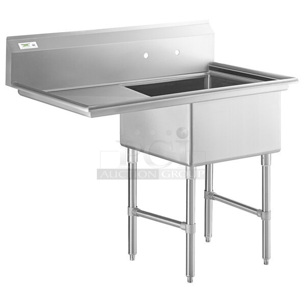 BRAND NEW SCRATCH AND DENT! Regency 600S1232324L Stainless Steel Commercial Single Bay Sink w/ Left Side Drain Board. 