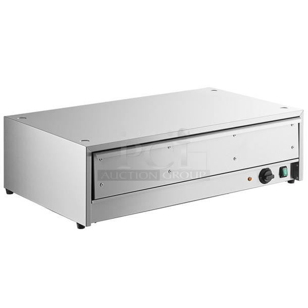 BRAND NEW SCRATCH AND DENT! 2023 Avantco 177BW48 Stainless Steel Commercial Single Drawer Hot Dog Bun Warming Drawer. 120 Volts, 1 Phase. Tested and Working! - Image 1 of 6