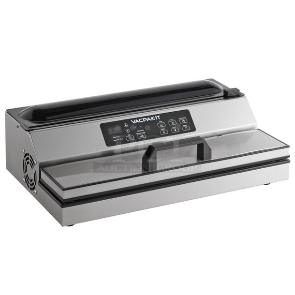 BRAND NEW SCRATCH AND DENT! VacPak-It 186VME12SS Stainless Steel External Vacuum Packaging Machine with 12" Seal Bar. 120 Volts, 1 Phase. Tested and Working! - Image 1 of 5