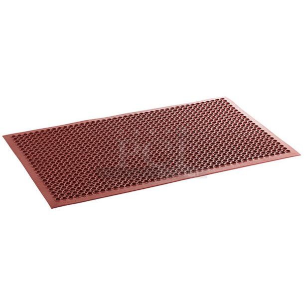 BRAND NEW SCRATCH AND DENT! Choice 3' x 5' Red Rubber Grease-Resistant Anti-Fatigue Floor Mat with Beveled Edge - 1/2