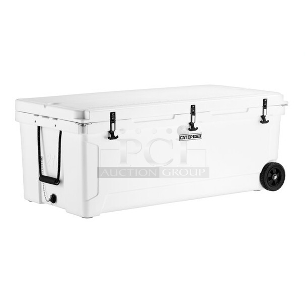 BRAND NEW SCRATCH AND DENT! CaterGator CG200WHW White 210 Qt. Mobile Rotomolded Extreme Outdoor Cooler / Ice Chest - Image 1 of 6