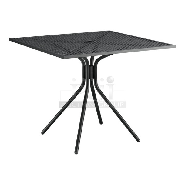2 BRAND NEW SCRATCH AND DENT! Lancaster Table & Seating 427CMSM3636B Harbor Black 36" Square Outdoor Standard Height Table with Modern Legs. 2 Times Your Bid! - Image 1 of 4