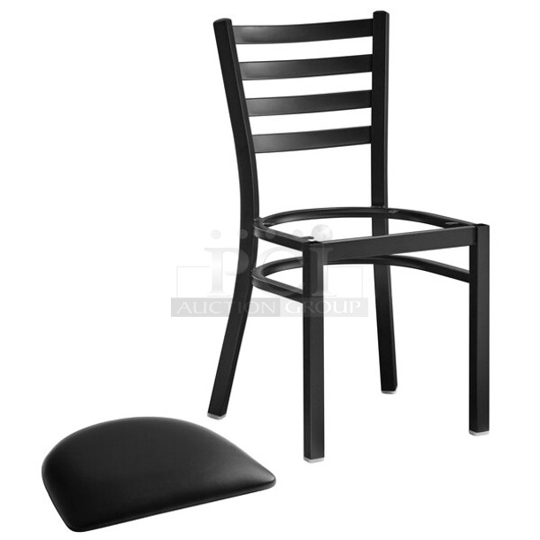2 BRAND NEW SCRATCH AND DENT! Lancaster Table & Seating 164CMTLADFR Black Metal Dining Height Chair Frames. No Cushion. 2 Times Your Bid!