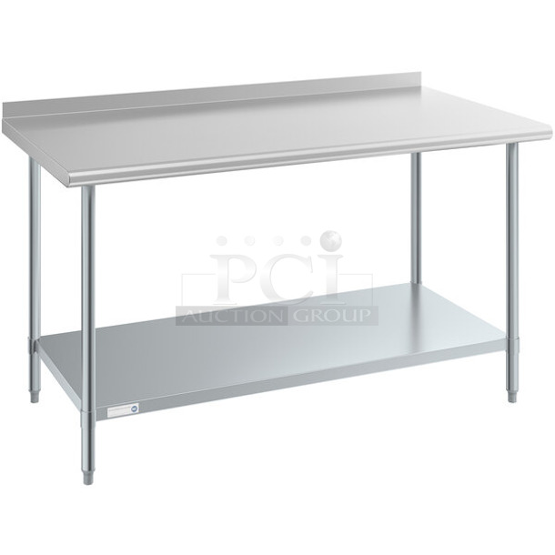 BRAND NEW SCRATCH AND DENT! Steelton 522ETSG30602 30" x 60" 18 Gauge 430 Stainless Steel Work Table with Undershelf and 2" Rear Upturn. May Be Missing Pieces. - Image 1 of 2