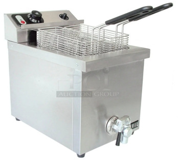 BRAND NEW SCRATCH AND DENT! Vollrath FFA8115 Stainless Steel Commercial Countertop Electric Powered Deep Fat Fryer w/ 2 Metal Fry Baskets. 115 Volts, 1 Phase. 