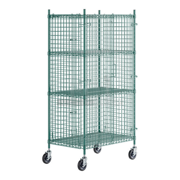 BRAND NEW SCRATCH AND DENT! Regency 460GSC2436KM NSF Mobile Green Wire Security Cage Kit - 24" x 36" x 69". May Be Missing Pieces.  - Image 1 of 3
