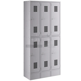 BRAND NEW SCRATCH AND DENT! Regency 600LC32125AG Space Solutions Gray 36" x 15" x 78" 3 Wide, 2 Tier Locker - Assembled 