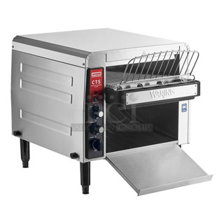 BRAND NEW SCRATCH AND DENT! 2023 Waring CTS1000B Stainless Steel Commercial Conveyor Toaster. 208 Volts, 1 Phase. 