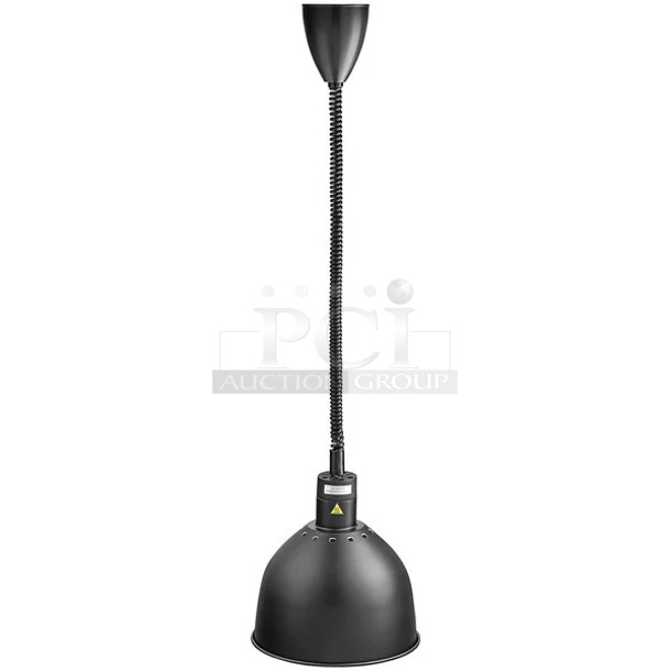 BRAND NEW SCRATCH AND DENT! ServIt 423HLR85BK Retractable Cord Ceiling Mount Heat Lamp with Modern Black Finish Round Dome Shade.  - Image 1 of 4