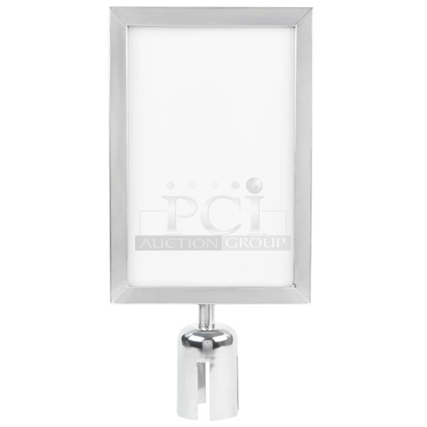 Lot of 10 BRAND NEW SCRATCH AND DENT! Lancaster Table & Seating 164SIGNSS 8 1/2" x 11" Silver Removable Steel Stanchion Vertical Sign Frame - Image 1 of 3