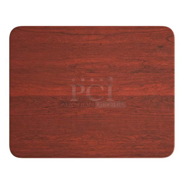 4 BRAND NEW SCRATCH AND DENT! Lancaster Table & Seating 1642430TFRMH 24" x 30" Rectangular Thermo-Formed MDF Table Top with Red Mahogany Finish. 4 Times Your Bid!  - Image 1 of 3