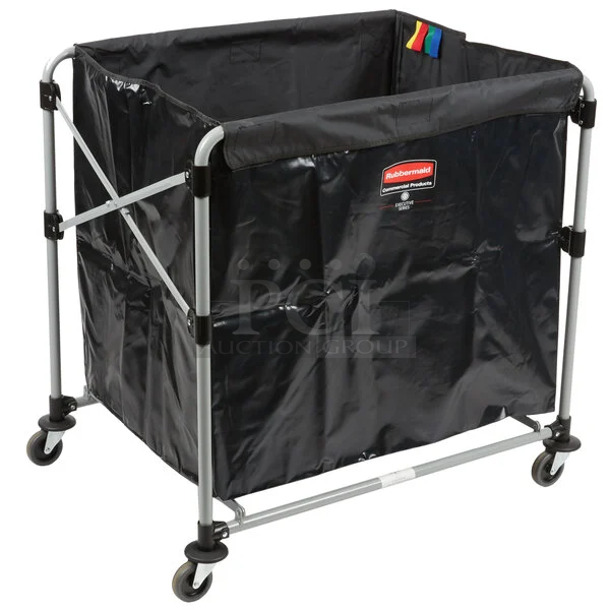 3 BRAND NEW SCRATCH AND DENT! Rubbermaid 6901881750 Laundry Cart - 8 Bushel Collapsible X-Cart. 3 Times Your Bid!  - Image 1 of 4