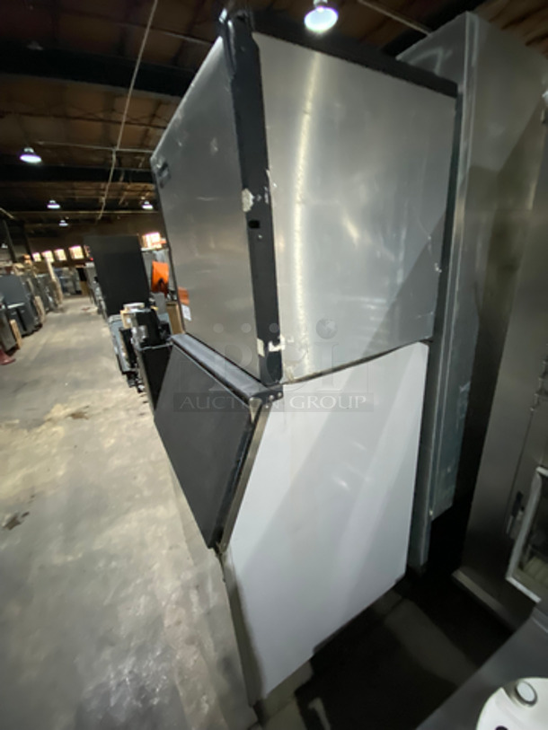 Ice-O-Matic Commercial Ice Making Machine Head! All Stainless Steel Body! On Commercial Ice Bin! On Legs! 2x Your Bid Makes One Unit! Model: ICE1006HW4 SN: 14101280011399 208/230V 60HZ 1 Phase - Image 2 of 9