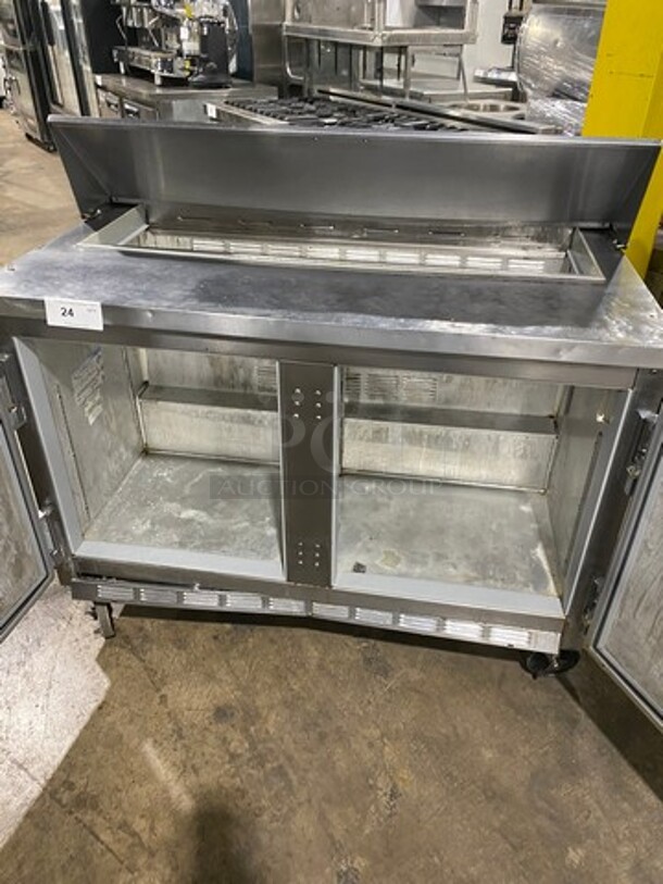 BEVERAGE AIR- SPE48-12 Stainless Steel Commercial Sandwich Salad Prep Table Bain Marie Mega Top, on Commercial Casters. 115 Volts, 1 Phase. - Image 5 of 9