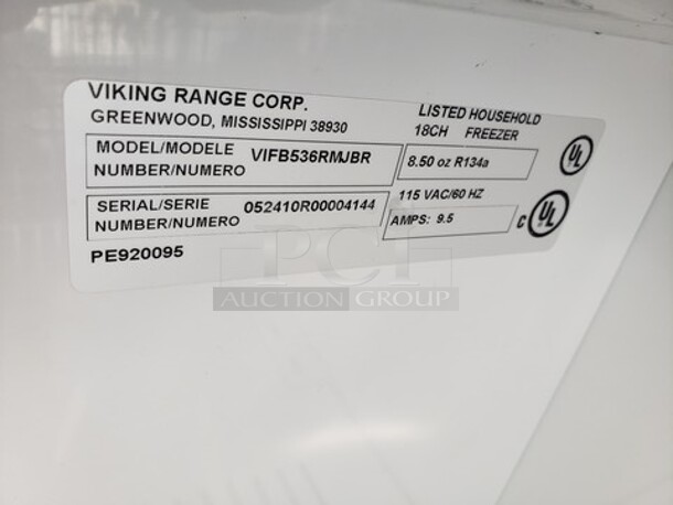 Beautiful Viking 36" Column Freezer! Very nice condition!

115 V
60 Hz
9.5 A - Image 5 of 5