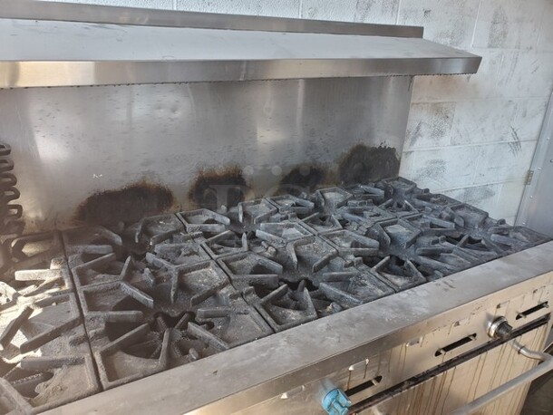 Castle 60" Gas Range Stove w/ 10-Burners &  2 Standard Ovens | 198,000 BTU (Broken door/missing some knobs) Unknown condition..  - Image 3 of 7