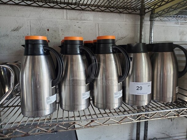 64oz Stainless Steel Vacuum Insulated Carafe with Orange Brew (Missing some lids) BIDX17 - Image 2 of 4