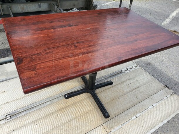 48" Rectangular Standard Height Wood Table with Iron Cross Base BIDX4  - Image 3 of 4