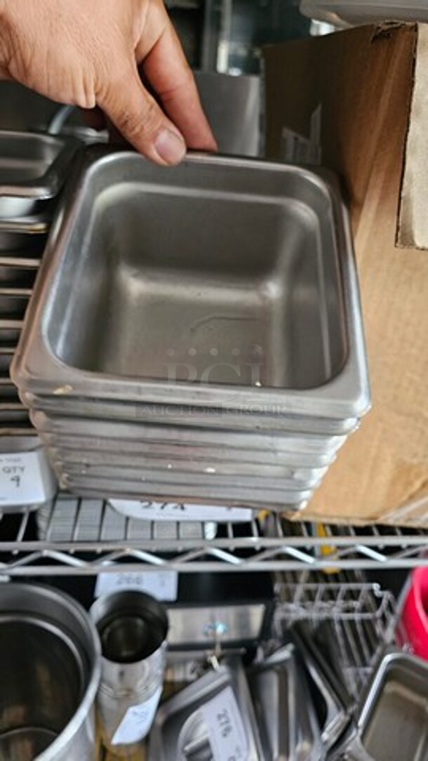Lot of 8 Stainless Steel Square Food Pans *without lids* - Image 1 of 1