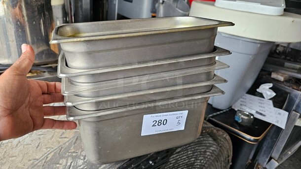 Lot of 5 Stainless Steel Food Pans *without lids* - Image 1 of 2