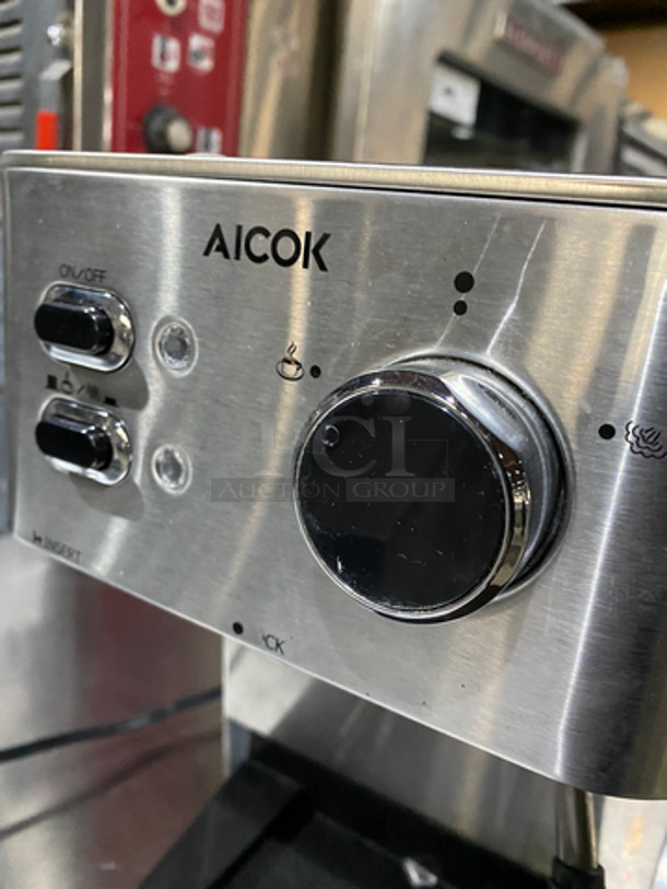 Aicok Commercial Countertop Espresso Machine! With Steam Wand! All Stainless Steel Body! Model: CM4682V 120V 60HZ - Image 6 of 9