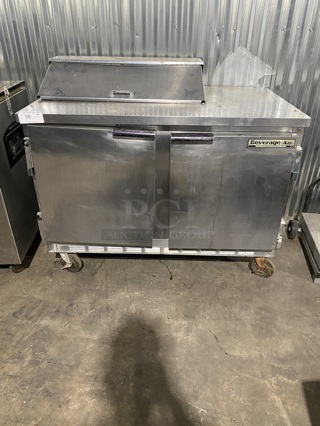 Beverage Air SP48-08 Stainless Steel Commercial Sandwich Salad Bain Marie Prep Table! On Commercial Casters!  115 Volts, 1 Phase. 