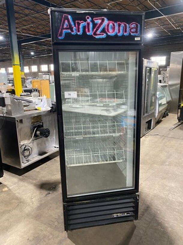 True Commercial Single Door Reach In Refrigerator Merchandiser! With View Through Door! With Poly Drink Racks! Model: GDM26 SN: 11418373 115V 60HZ 1 Phase
