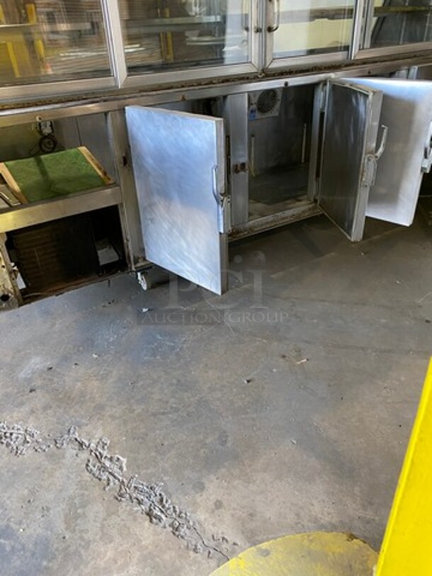Commercial Refrigerated Deli Display Case Merchandiser! With Slanted Front Glass! With 4 View Through Sliding Rear Access Doors! With 5 Door Storage Space Underneath! All Stainless Steel! - Image 6 of 6
