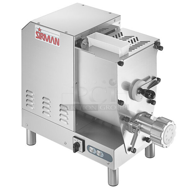 BRAND NEW SCRATCH AND DENT! Sirman 4011506B Concerto 5 Stainless Steel Commercial Countertop 9 lb. Pasta Machine. 120 Volts, 1 Phase. Stock Picture Used as Gallery. Tested and Working!