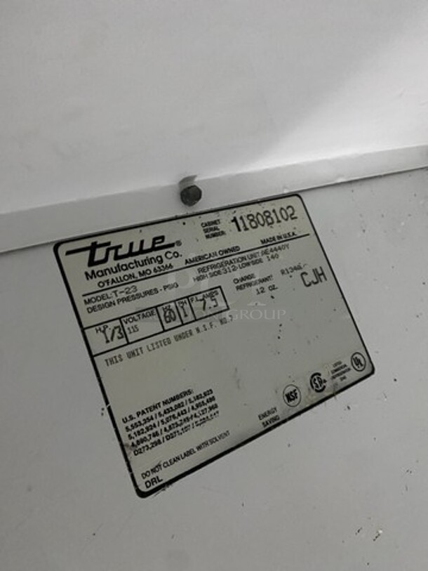 True Commercial Single Door Reach In Refrigerator! Solid Stainless Steel! Model: T23 SN: 11808102 115V 60HZ 1 Phase - Image 7 of 9