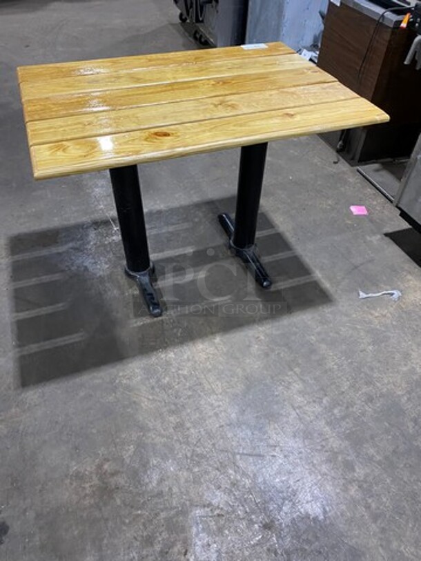 GREAT! Wooden Style Rectangular Dining Table! With Black Metal Base! 2 X Your Bid! - Image 4 of 7