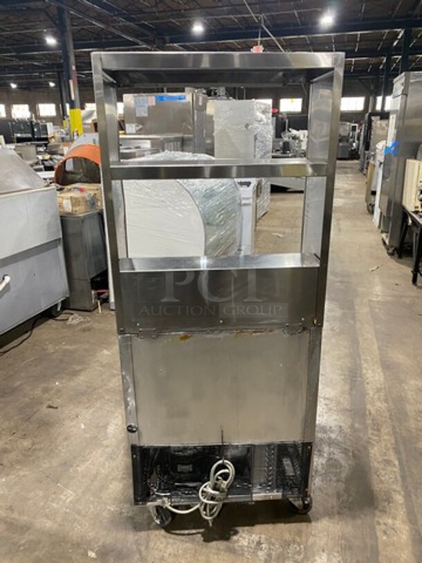 Turbo Air Refrigerated Salad Bar Island! With Double Over Head Shelf Storage! Single Door Storage Space Underneath! All Stainless Steel! On Casters! Model: MST28 115V - Image 3 of 10
