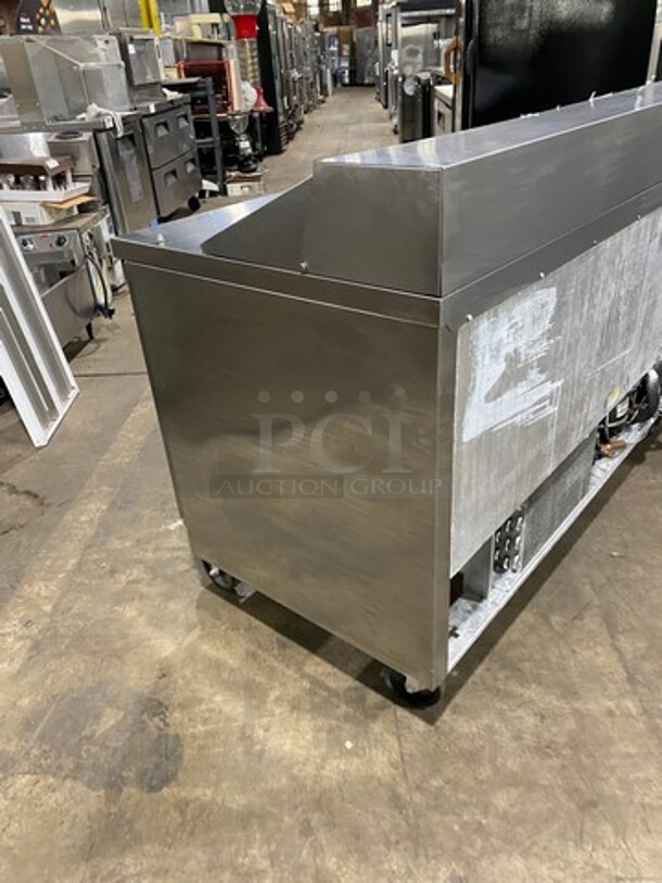 Commercial Refrigerated Mega Top Sandwich Prep Table! With 2 Door Storage Space Underneath! Poly Coated Racks! All Stainless Steel! On Casters! Model: SPE6016 SN: 10904853 115V 60HZ 1 Phase - Image 4 of 9