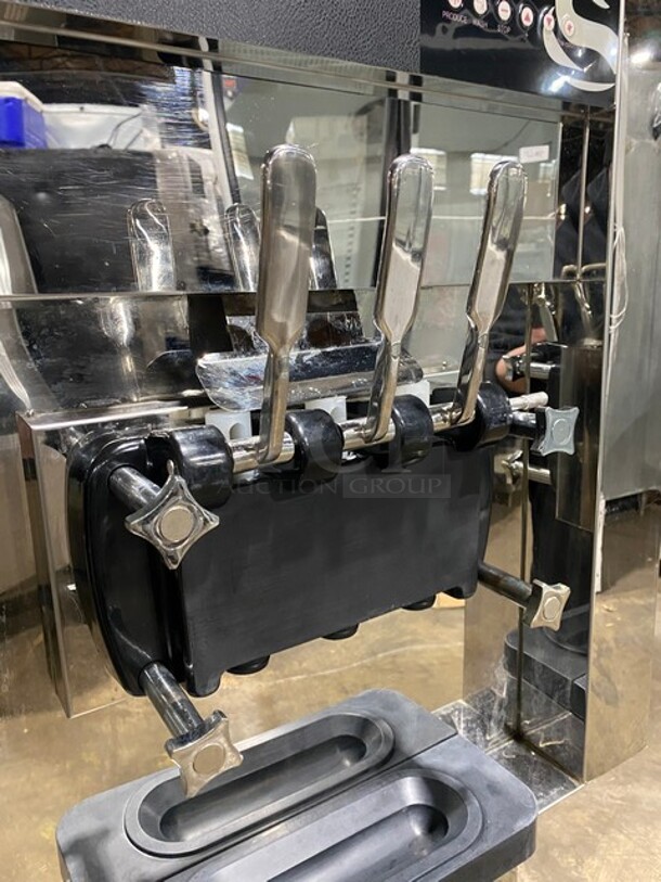 FAB! Elvaria Stainless Steel Commercial Air Cooled 3 Flavor w/ Twist Soft Serve Ice Cream/Yogurt Machine on Commercial Casters! MODEL 515TW SN:3410093794 220-240 - Image 5 of 10