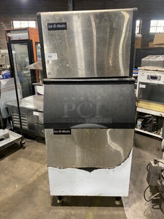 Ice-O-Matic Commercial Ice Maker Machine! With Commercial Ice Bin! All Stainless Steel! On Legs! Model: ICE0406HA4 SN: 10021280010881 208/230V 60HZ 1 Phase