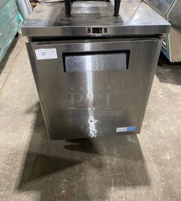 Turbo Air Commercial Single Door Lowboy/Worktop Freezer! With Poly Coated Racks! All Stainless Steel! Model: MUF28 SN: MU2F705113 115V 60HZ 1 Phase