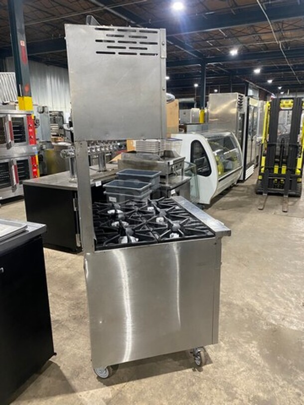 WOW! Sunfire Commercial Natural Gas Powered 6 Burner Stove! With Raised Back Splash And American Range Salamander! With Oven Underneath! All Stainless Steel! On Casters! - Image 3 of 11